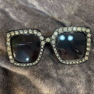 Chic Black Rhinestone Sunglasses